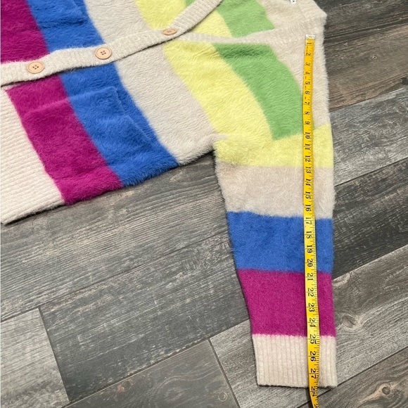 Anthropologie Moon River Women Cozy Soft Block Stripe Cardigan Sweater Size M - Picture 13 of 15